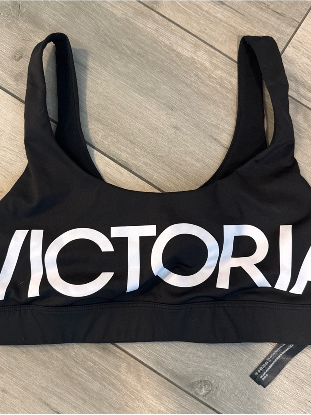 Victoria's Secret Black Sports Bra with White Logo
